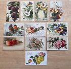 15 cartes postales signées artiste 7 UDB CATHERINE KLEIN fleurs roses oiseaux raisins tuck