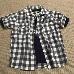 New, M&Co Boys Shirt & T-Shirt Set, Age 4-5, Check & Purple T Shirt - Picture 1 of 7