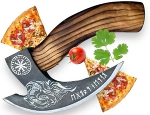 Handmade Pizza Viking Axe Blade Carbon Steel Rosewood Handle Pizza Cutting Axe A - Bild 1 von 6