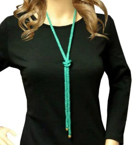 Vintage Convertible Lariat Necklace Belt Cord For Women 40" Long - Green - Picture 1 of 2