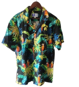 Camicia hawaiana vintage in stile RJC uomo XL palme pappagallo made in Hawaii Cruise - Foto 1 di 6
