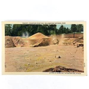  AK Yellowstone Nationalpark Vintage Leinen Brunnen Maltopf - Bild 1 von 2