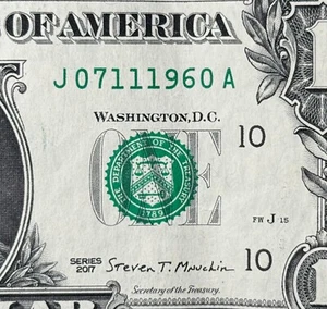 July 11th, 1960 Birthday Anniversary Fancy Serial Number Dollar - Picture 1 of 3