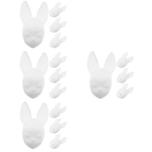 4 Pieces Kaninchengesichtsmaske Weiße Maskerademaske Leere Kostümmasken - Afbeelding 1 van 12