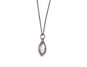 Vintage 14k Rose Gold Light Purple Amethyst Round Diamond Halo Pendant Necklace - Picture 1 of 6