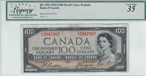 1954 BOC BC-35b  $100 Bea/Coy SN: A/J 2047067 LEGACY VF 35 Sm. Edge Tear Top R - Bild 1 von 2