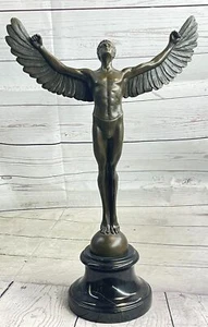 Außergewöhnliche Art Deco Gothic Engel Bronze Statue Akt Skulptur aufgehende Sonne Sale - Bild 1 von 10