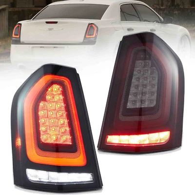 Pair VLAND SMOKED LED Tail Lights For 2011-2014 Chrysler 300 W/Startup Animation Foto 1 de 4