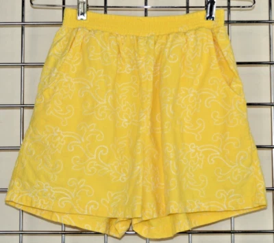 Shorts vintage Malu Malu tamanho P anos 80 amarelo limão bordado cintura alta algodão - Imagem 1 de 4
