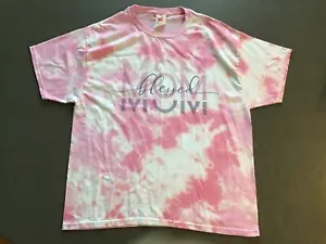 Hanes Womens Size XL TIEDYE   "Blessed Mom” T-shirt Short Sleeve pink - Picture 1 of 2