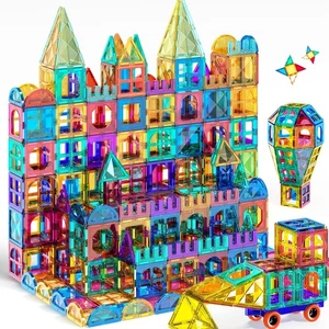 Azulejos magnéticos, bloques de construcción, juego de construcción de imanes, STEM y aprendizaje y - Imagen 1 de 5