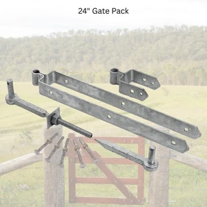 Heavy Duty Field Gate Hinge Set – 19mm Pin | Includes 24" Top Band, 5" Bottom - Picture 1 of 3
