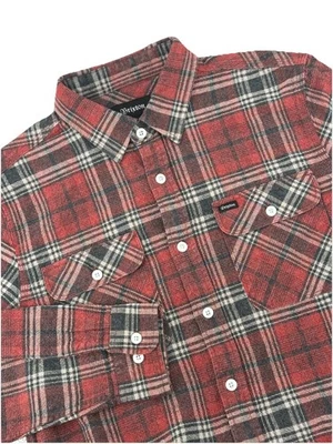 Camisa de franela Brixton para hombre M roja negra a cuadros tela pesada bolsillos abotonados Foto 1 de 4