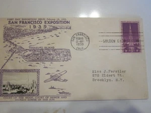 US COVER GOLDEN GATE EXPO FDC SCOTT 852 CROSBY PHOTO CACHET TREASURE ISLAND - Picture 1 of 3