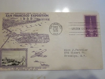 US COVER GOLDEN GATE EXPO FDC SCOTT 852 CROSBY PHOTO CACHET TREASURE ISLAND - Image 1 of 3