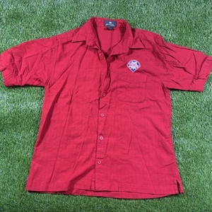 Philadephia Phillies VTG Antigua Button Up Shirt Mens Medium Red Casual Mlb - Picture 1 of 20