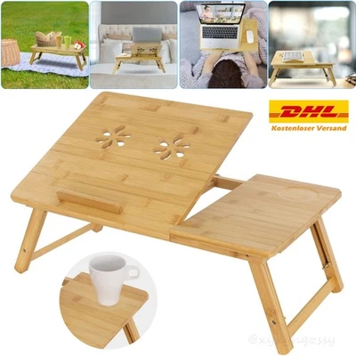 Laptoptisch Notebooktisch Betttisch Tisch klappbar höhenverstellbar Bambusholz. - Bild 1 von 4