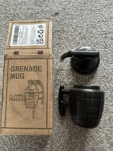 Collectable Ceramic Mug, Hand Grenade Shaped Cup with Pin Lid, Black Colour - Picture 1 of 5