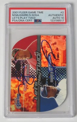 MARK McGWIRE SAMMY SOSA Signed Autograph 2001 Fleer GT Card # 2  PSA 10 Auto - Image 1 of 4