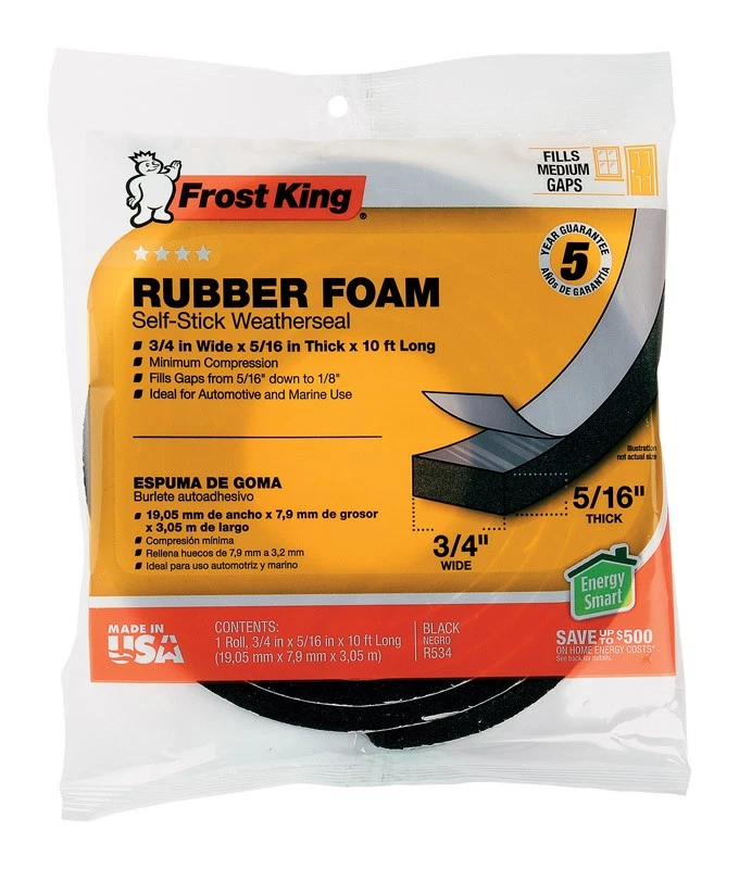 Frost King R534H Rubber Foam Weather Stripping Tape 0.31 Thick in. x 10 L ft. - Image 1 of 1
