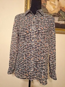 BANANA REPUBLIC size Small heart print polyester button down blouse - Picture 1 of 5