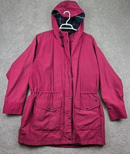 Woolrich VTG Womens XL Pink Canvas Wool Lined Full Zip Hooded Utility Jacket - Picture 1 of 6