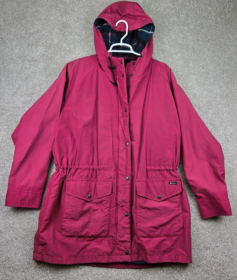 Chaqueta utilitaria Woolrich de colección para mujer XL rosa de lona forrada de lana cremallera completa con capucha Foto 1 de 4