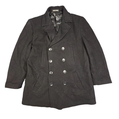 Giorgio Armani Pea Coat mens XLARGE Black Wool Long Sleeve Winter jacket Size XL - Image 1 of 4