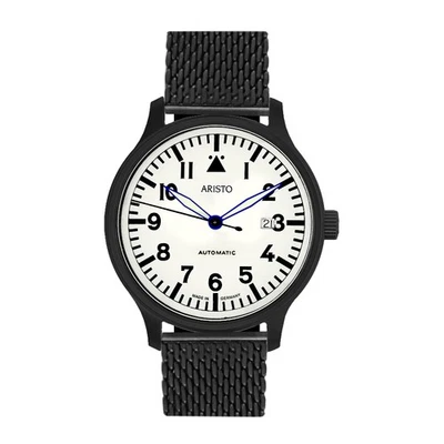 ARISTO 0H30-M Relógio Masculino Automático Flieger Watch, Vidro Safira, PVD Preto - Imagem 1 de 4