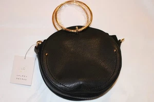 NWT LAUREN CONRAD LC Black Circle Faux Leather Convertible Clutch Crossbody Bag - Picture 1 of 7