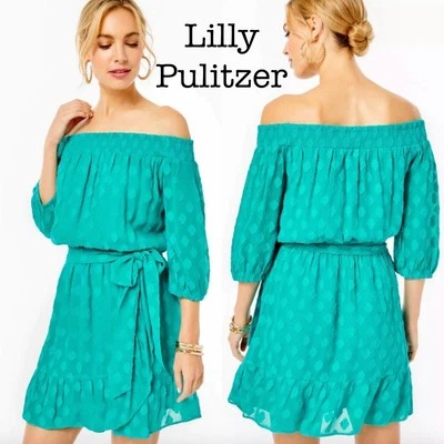 Mameluco con hombros descubiertos Lilly Pulitzer Rochelle mangas 3/4 verde talla mediana Foto 1 de 4