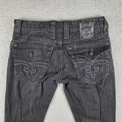 Pantalones de mezclilla rectos relajados Steven negros 31 (33x32) Rock Revival para hombre desteñidos Foto 1 de 4