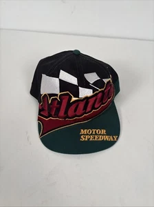 Vintage Atlanta Motor Speedway Snapback Hat Cap Frat Hipster Checkered Red Black - Picture 1 of 5