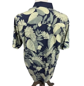 Camicia uomo Tommy Bahama 100% seta blu navy hawaiana manica corta taglia media - Foto 1 di 6