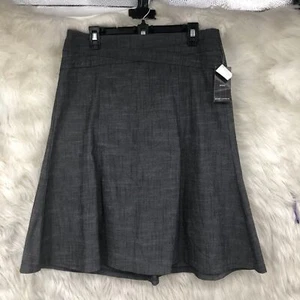 NWT Women’s Black/Grey Heathered Chambre Cotton Blend Full Circle Skirt SZ 12 - Picture 1 of 9