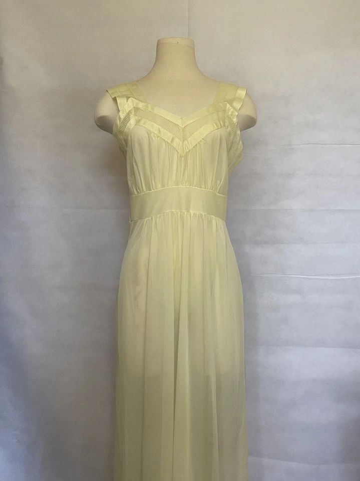 Vestido largo transparente amarillo sol vintage años 40 ART DECO Negligee pequeño Foto 1 de 4