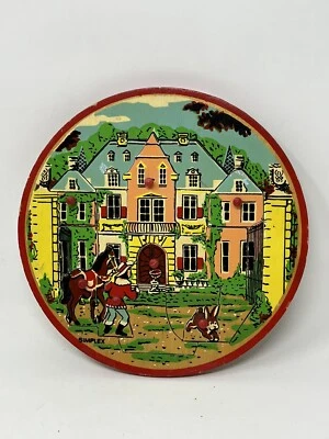 Vintage Simplex Round Wood Puzzle Handled PIeces Manor House - Image 1 of 4