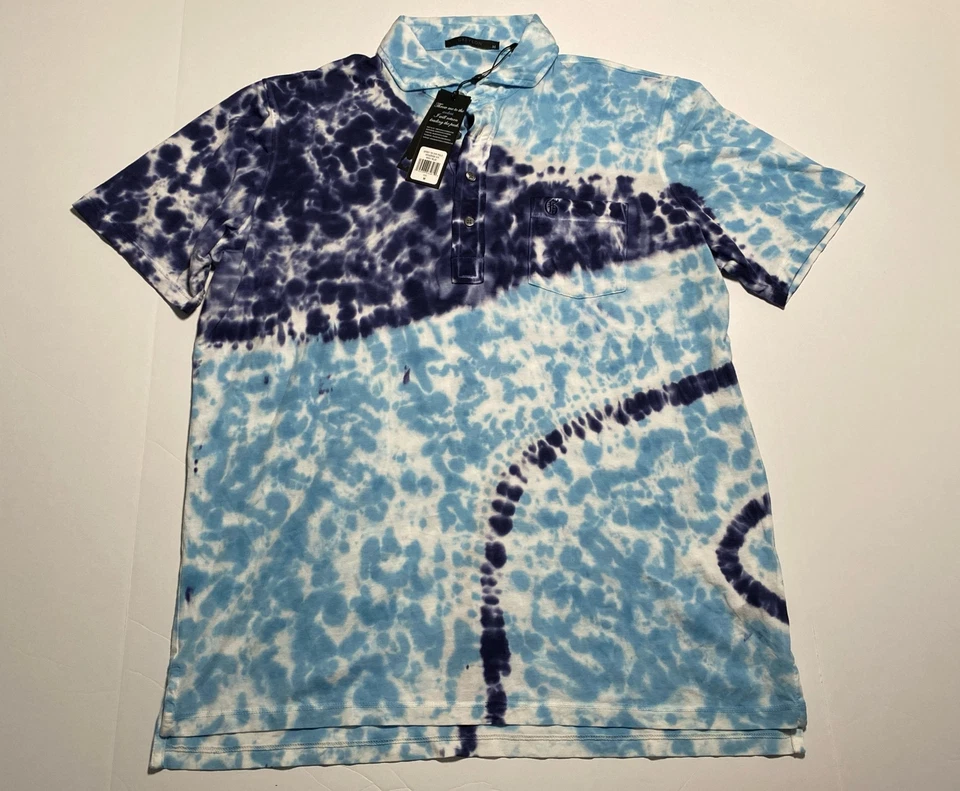 Greyson Golf Polo Mens Medium Blue Spirit Tie Dye S/S 4 Button MFA22K68