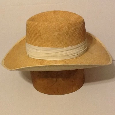 SOMBRERO DOBBS VINTAGE DOBBS SHANTUNG PANAMÁ PAJA SOMBRERO FEDORA TALLA 6-7/8 Foto 1 de 4