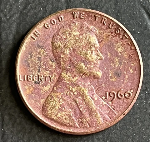 1960 Lincoln Cent Unique Red Tone/  Struck On A Partial Tilted Collar Error Cover