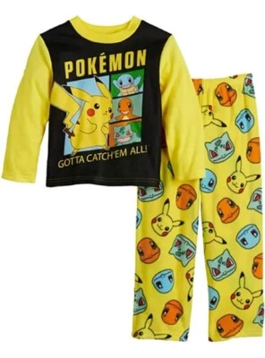 Pokemon Gotta Catch 'Em All Pikachu Grupo 2 Piezas Pijama Set Niños Talla 4 Amarillo Foto 1 de 4