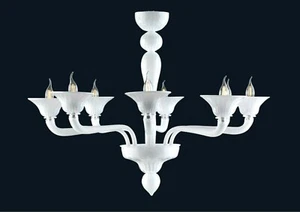 Lampadario moderno in Vetro di Murano autentico Fatto a mano in Italia 8 Luci - Picture 1 of 7