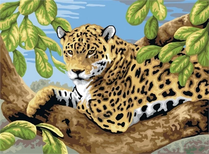 Kit de pintura grande junior por número 15,25"X11,25"-leopardo en árbol Foto 1 de 1