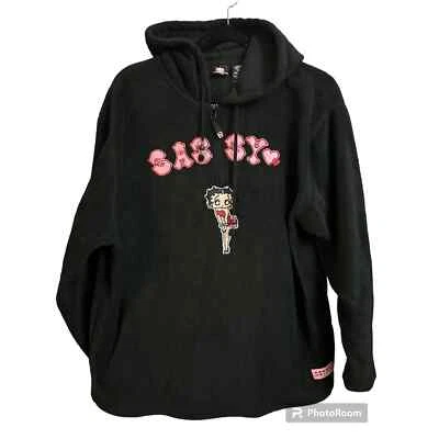 Vintage  Y2K 2005 Betty Boo SASSY black hooded fleece size M - Image 1 of 4