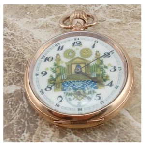 Stunning 14k Gold Waltham Masonic Stirchley SWMC Pocket Watch 1930 - Picture 1 of 16