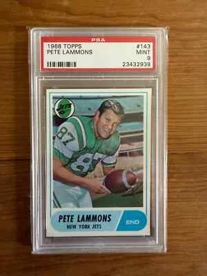 1968 Topps Football Pete Lammons Jets #143 PSA 9 - Pop 17 - Image 1 of 4