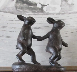 BUNNY Rabbit Figurines SCULPTURE*Primitive/French Country Farmhouse Decor*NEW - Picture 1 of 4
