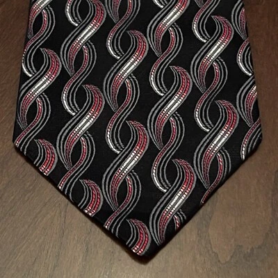 Corbata de cuello vintage Pierre Cardin negra roja 100 % seda para hombre hecha en EE. UU. Foto 1 de 4