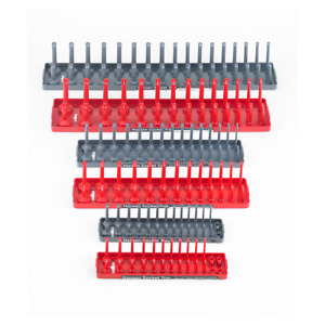 Hansen 6 Pc Socket Organizers Tool Rack Holders 1/4" 3/8" 1/2" Red&Grey - USA