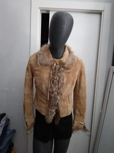 K.S Giacca in vera pelle usato donna woman cammello Tg 46 XYC1185L - Picture 1 of 8